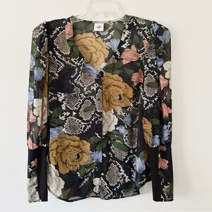 CAbi Floral and Snake Print Blouse - Black, Yellow, Blue, Pink